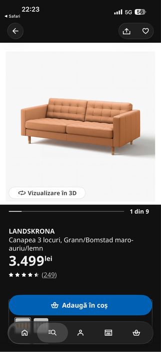 Canapea ikea identica ca cea din poza culoare negru