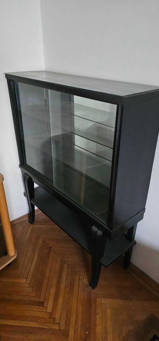 Modul lemn vitrina cu geam - negru, reducere februarie 2026