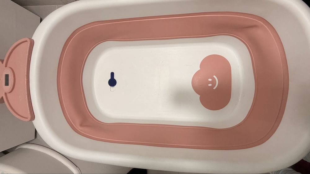 Cădiță de baie pliabilă pentru bebeluși – cu termometru integrat