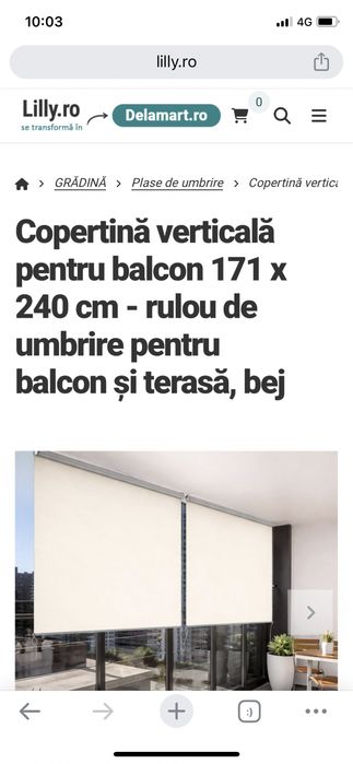 Copertina verticala pt terasa s au balcon noua