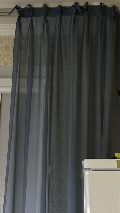 Тюль темно голубая шелковая