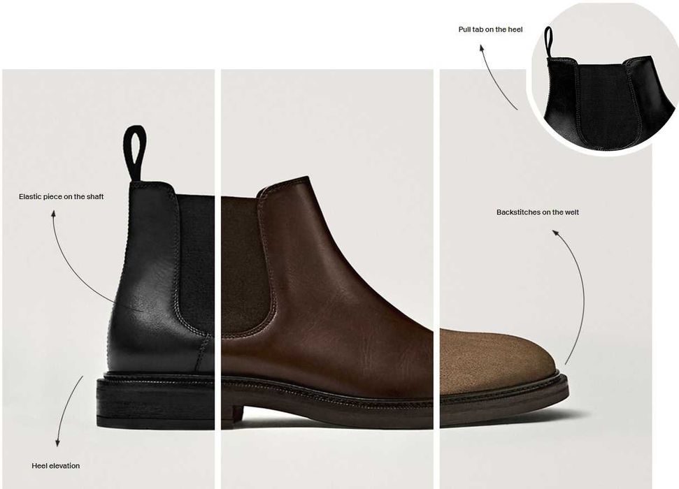 Ghete chelsea plain toe 45 premium Massimo Dutti NOI piele naturala