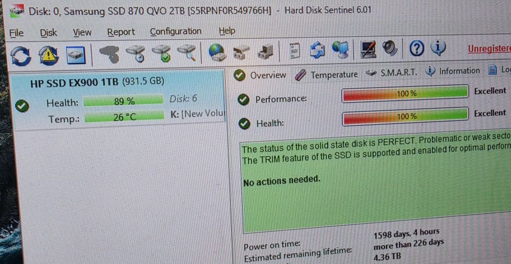 1TB NVMe HP SSD EX900 100% healt & performance