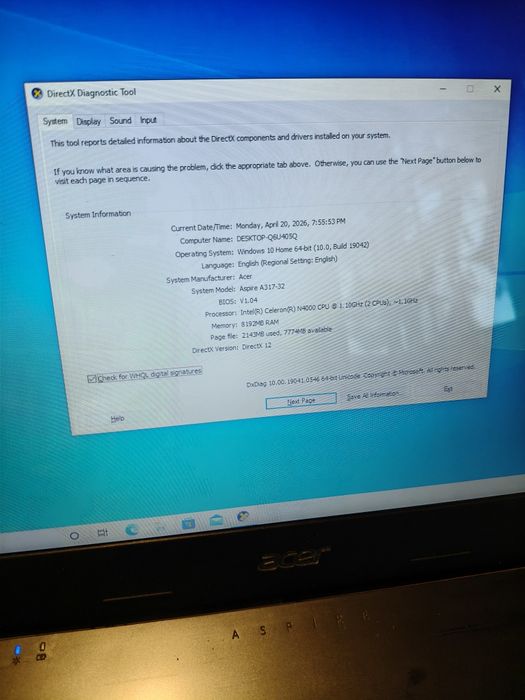 Acer Aspire 17" proc intel dual RAM 8GB SSD 256gb bateria tine