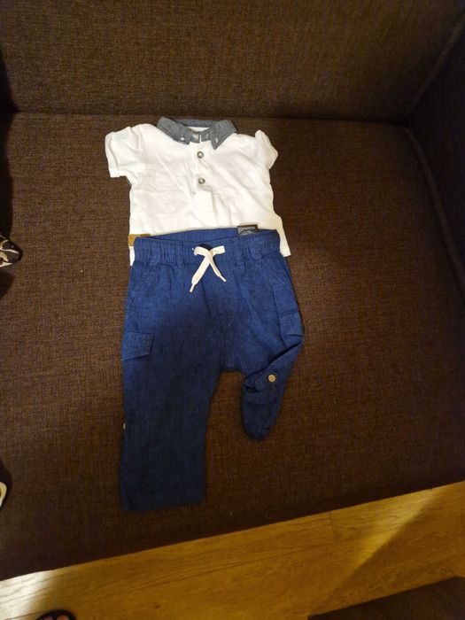Set pantalonii de vara H&M in si tricou alb