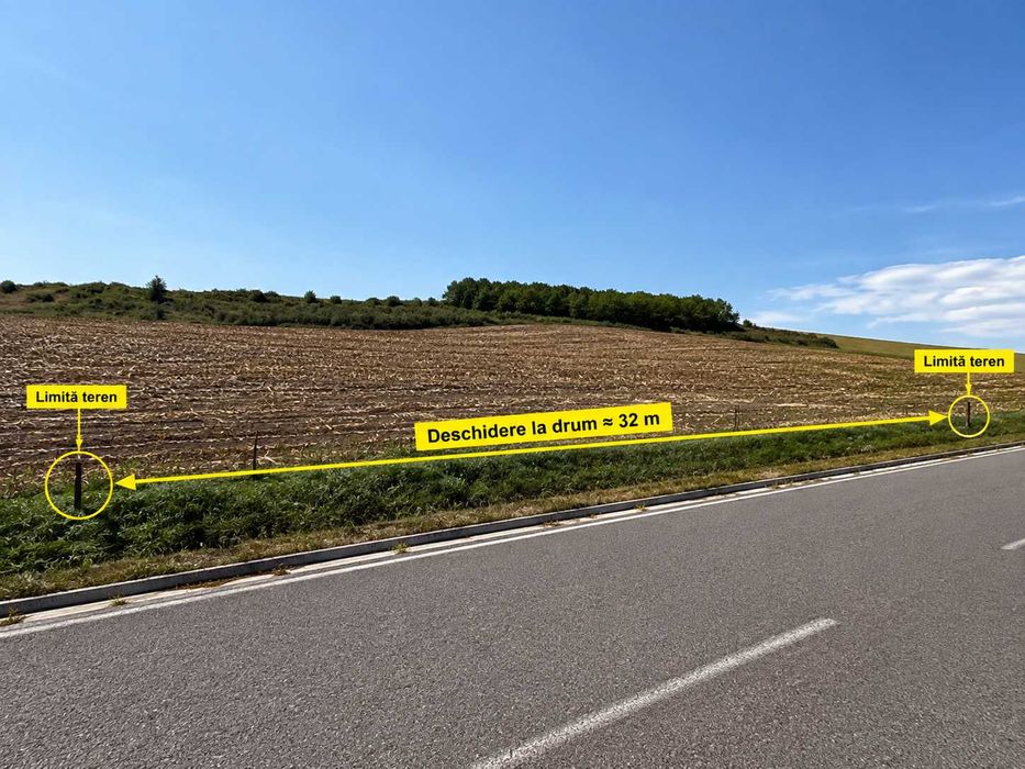 Teren de vânzare 4.500 mp – Cerghizel, Ungheni | acces asfalt | front ~32 m | spre Transilvania Motor Ring