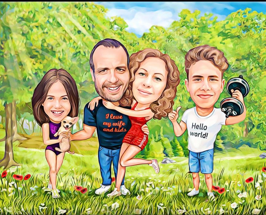 Семейна Карикатура по снимка