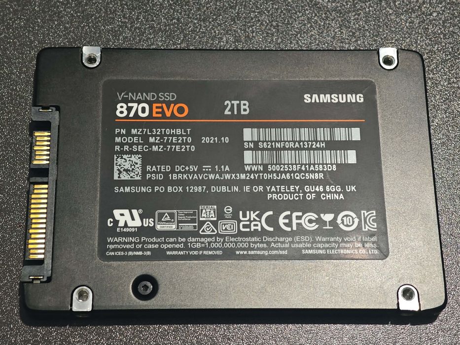 SSD Samsung 870 EVO 2TB ORIGINAL – TESTAT 100% – CrystalDiskInfo + Magician + HDD Sentinel