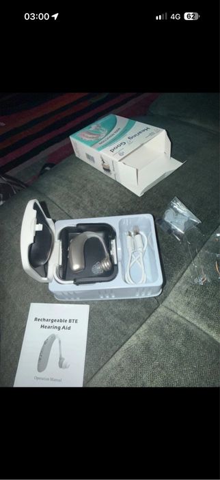 Aparat auditiv, set 1 bucata, reducere zgomot, incarcare rapida, argintiu