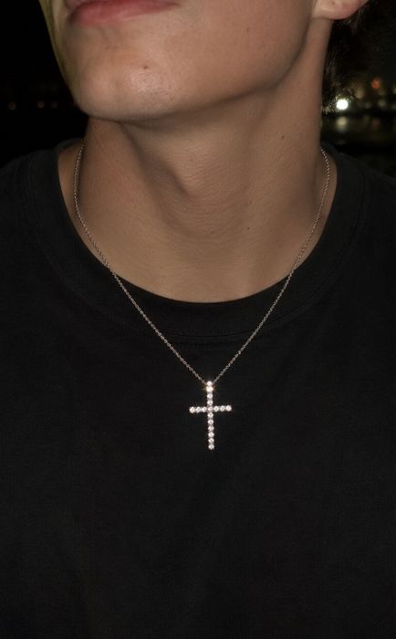 Lănțișor Cruce Argint 925 Unisex Diamant Moissanite VVS1 1.5CT tip Swarovski
