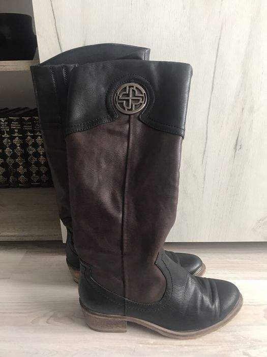 Модерни ботушки в черно и кафяво