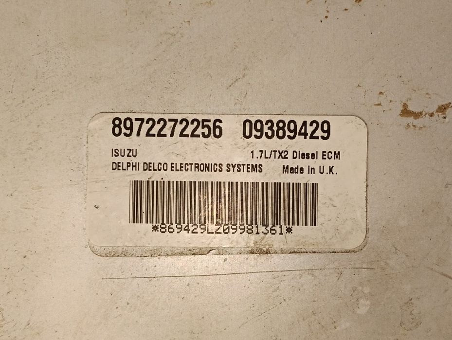 Компютър ECU комплект Opel 1.7 DTI + имобилайзер + чип ключ Isuzu Delphi