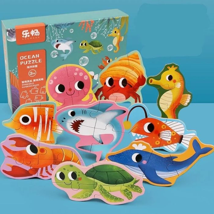 Пазлы в коробке из 2-10 деталей