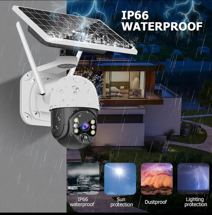 Соларна 10MP 4G безжична PTZ камера с детектор за движение и двупосочн