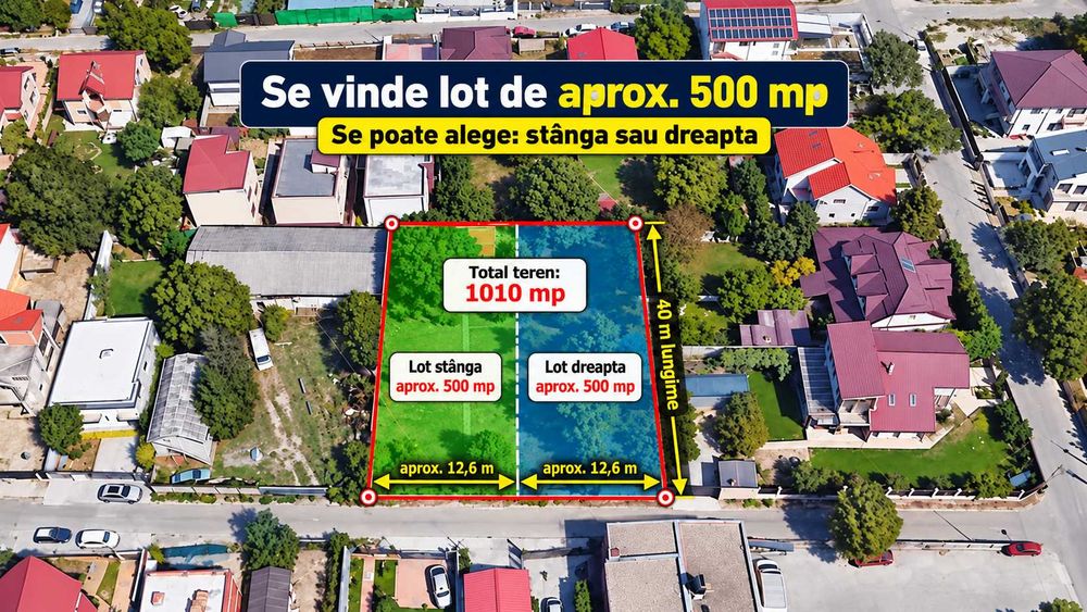 Teren 505 mp Kamsas – 12,6 m deschidere – stradă asfaltată