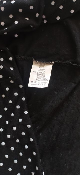 Bluză de vară, pentru femei, mărimea 38, culoare neagră cu buline albe