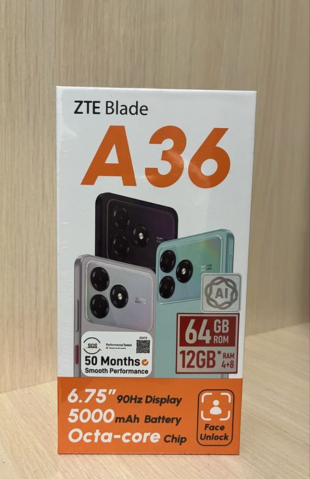 НОВЫЙ ТЕЛЕФОН | ZTE Blade A36 4GB/64 GB | черный | нераспечатанный