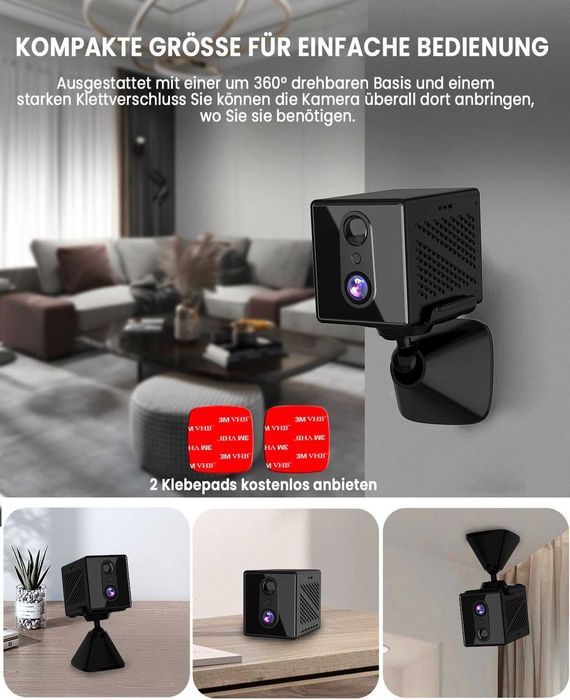Mini cameră, cameră de supraveghere interioară 5G WiFi, cameră de supraveghere interioară, stocare gratuită în cloud, cameră cu baterie