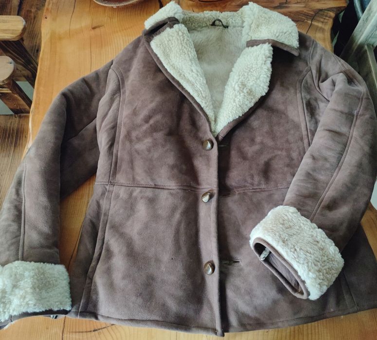 Мъжко кожено палто/яке/кожух Shearling/Винтидж естествена агнешка кожа   пилотско размер 52/54/XL/2Х
