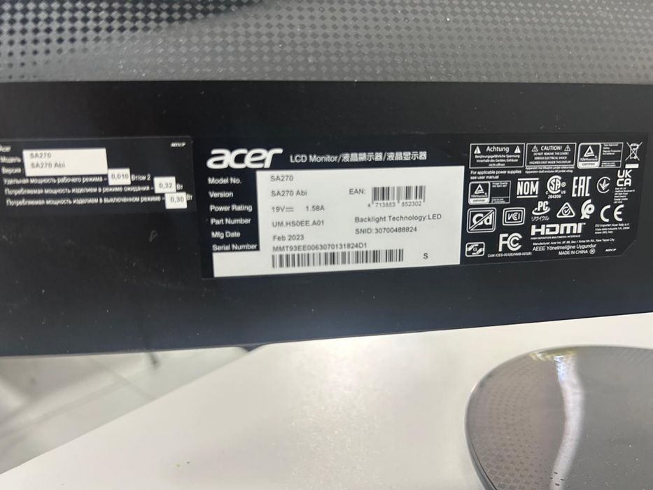 Монитор acer 27 дьюм