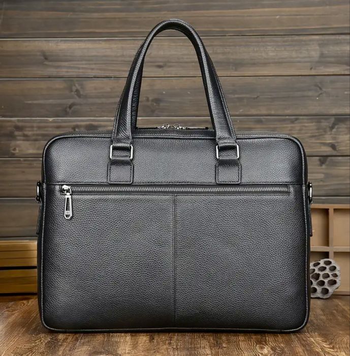 Мъжка универсална кожена бизнес чанта /Луксозно куфарче за лаптоп 15”!