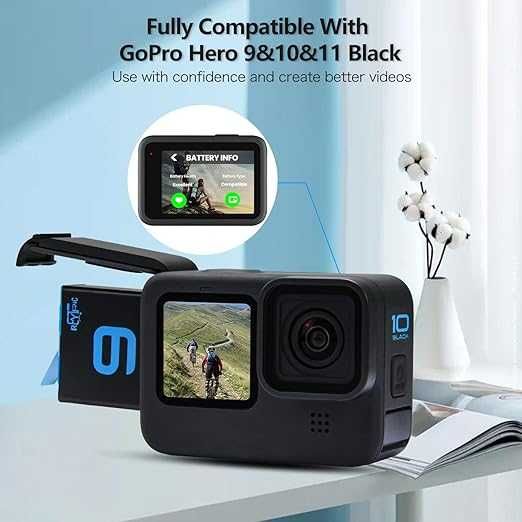 REYTRIC Батерии, комплект от 3 броя и 3-канално зарядно за GoPro Hero