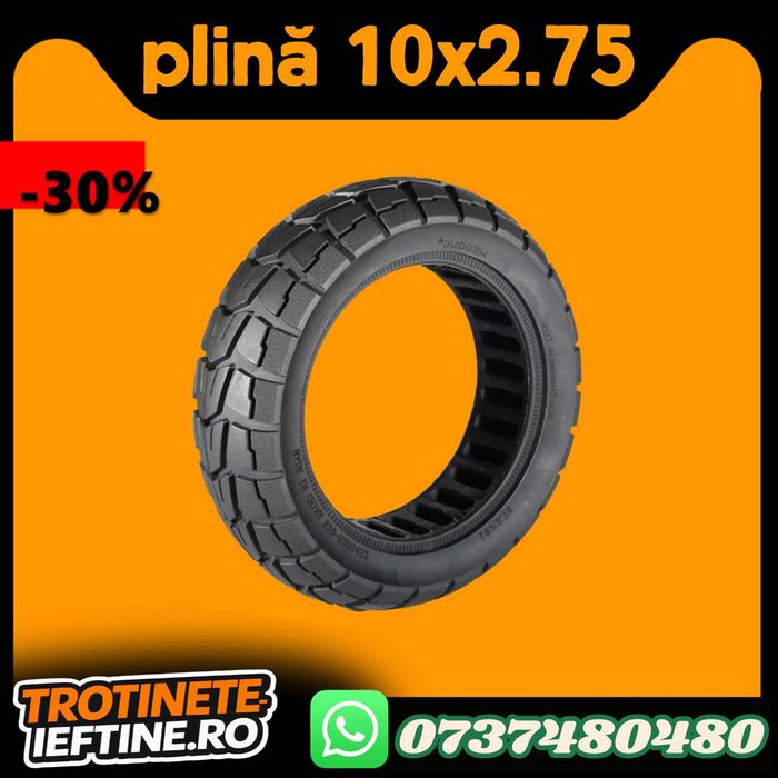 Anvelopă Plină 10x2.75 Offroad pentru Trotinetă Electrică