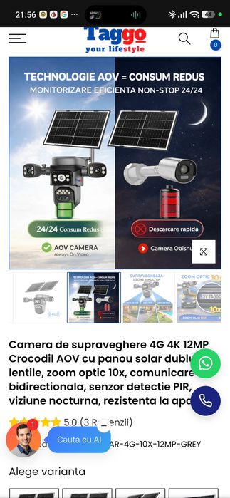 Camera supraveghere NOUA 4g zoom optic panou dublu