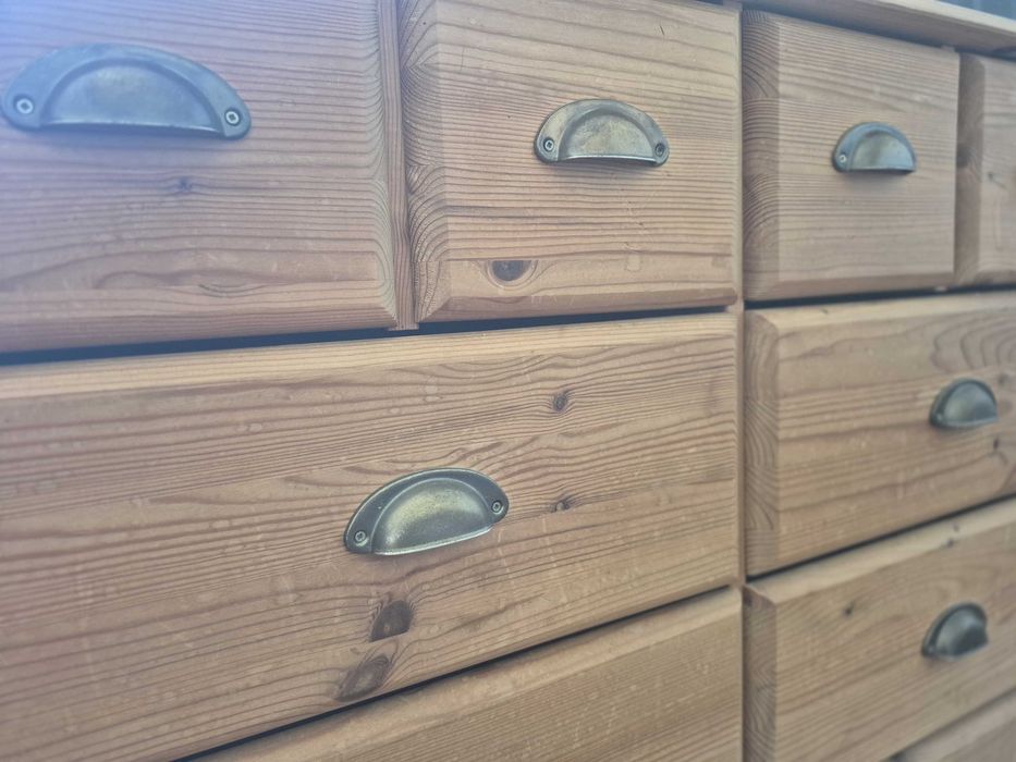 Vand comoda tip apoteca lemn masiv 15 sertare transport inclus