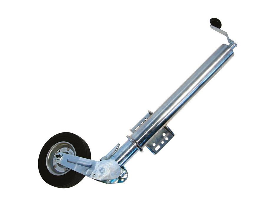 Roata de sustinere retractabila Carpoint pentru remorca, tub 60 mm, roata 200x60 mm din cauciuc plin, sarcina 250 kg, cu colier de fixare