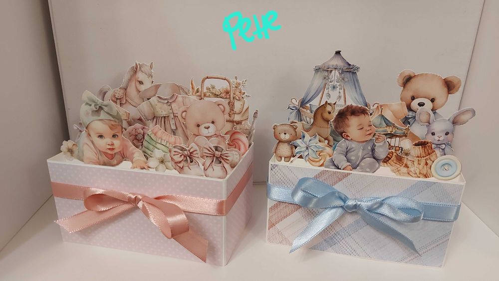 Изскачаща картичка кутия за сватба, бебе, кръщене, ръчно изработена