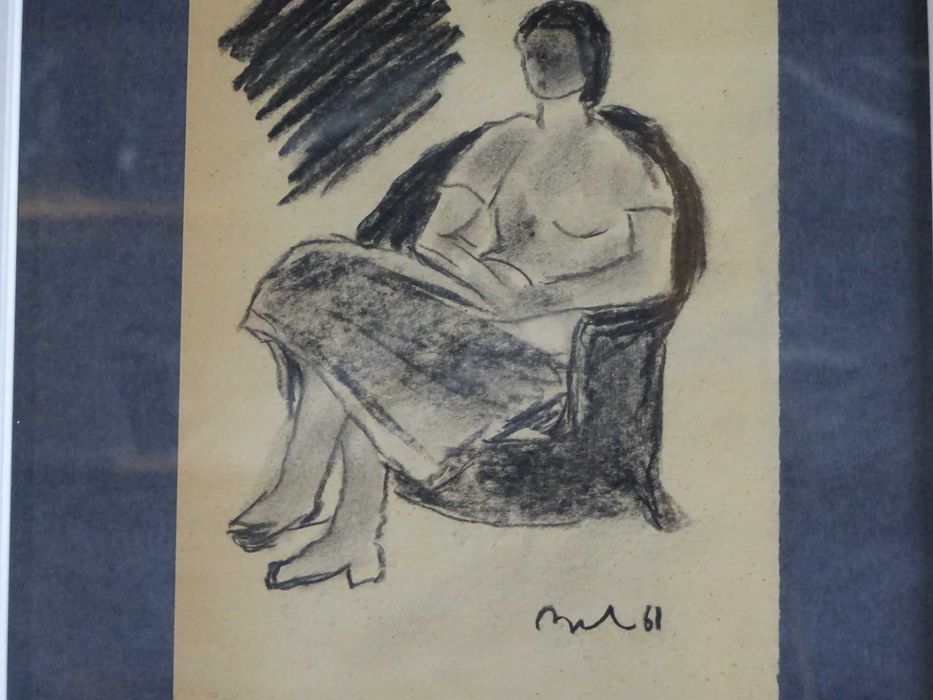 Corneliu Baba, ’Model pe fotoliu’, carbune pe hartie