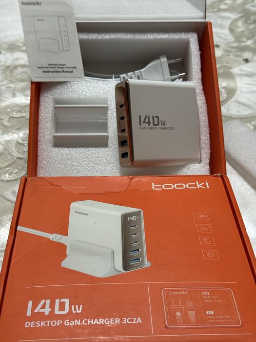 Зарядное устройство USB 5 в 1, 140 Вт, со светодиодным дисплеем