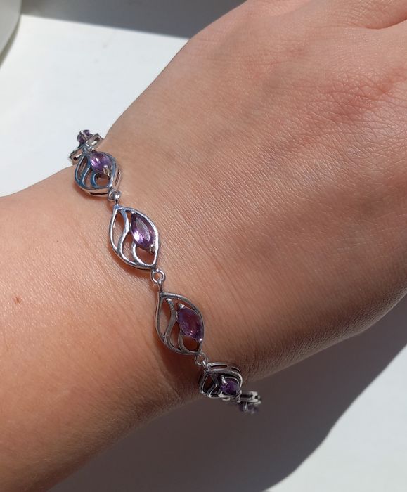 Серебро браслет аметист