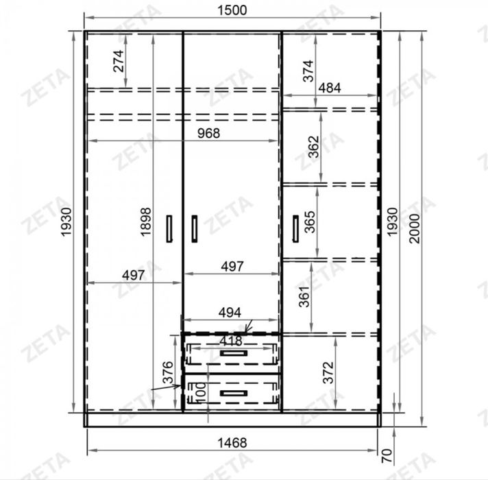 Шкаф распашной, для одежды