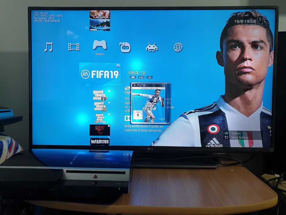 PS3 modat CFW 250 GB + 40 jocuri (GTA V, Spider-Man, FIFA 19, NFS)
