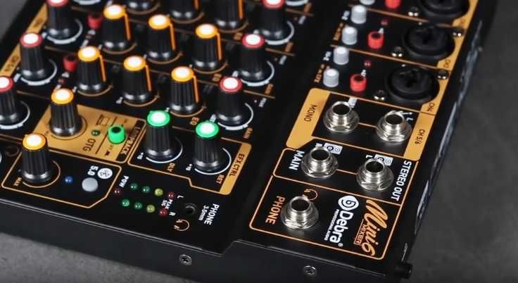 Mixer Audio Mini6 Debra – 6 Canale, Bluetooth 5.0, USB, Phantom 48V