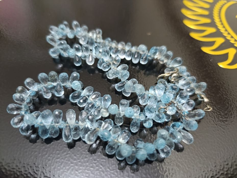 Украшение Голубой Топаз. Каждый камень огранка ручная
