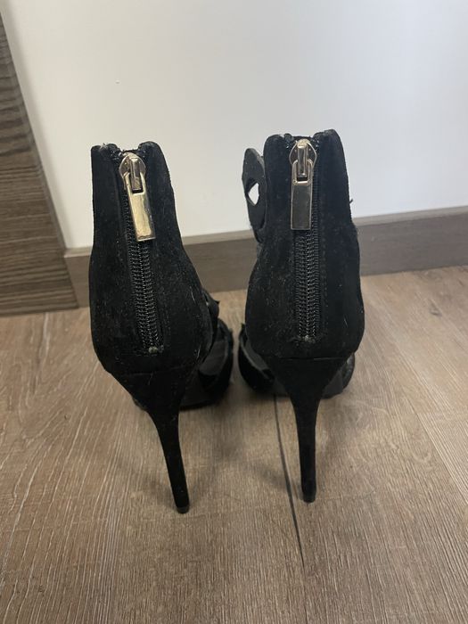 Sandale cu toc, negre, Benvenuti, marimea 37