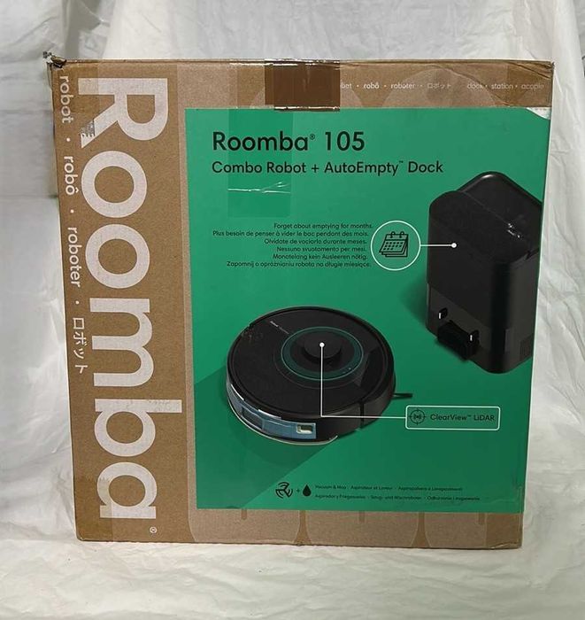 Прахосмукачка робот iRobot Roomba 105 combo + станция за автоматично разтоварване, гаранция!