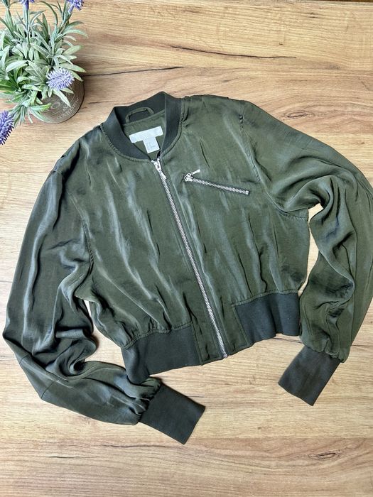 H&M Jachetă Bomber, Verde Kaki, 100% Poliester, Mărimea 6 (EUR 36)