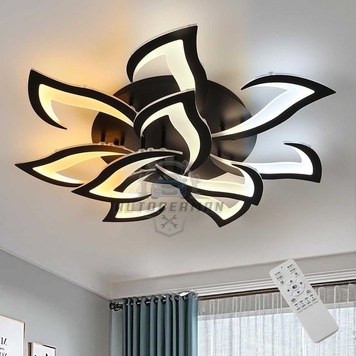 Черен таванен аплик с LED 3-степенен димер 3-светлина лед лампа