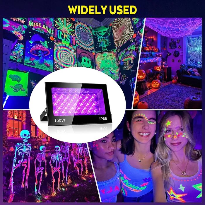 VAYALT 2 Pack 150W 395-405nm Waterproof IP66 UV LED set 2 proiectoare