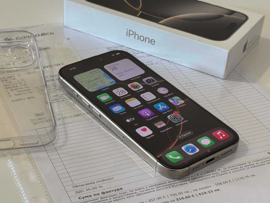 Бартер! Гаранция! Като НОВ! iPhone 16 Pro Natural Titanium (Сив) 91% Батерия.