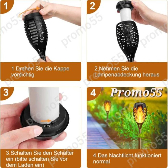 Соларна лампа за двор и градина  с огнен ефект, танцуващ пламък