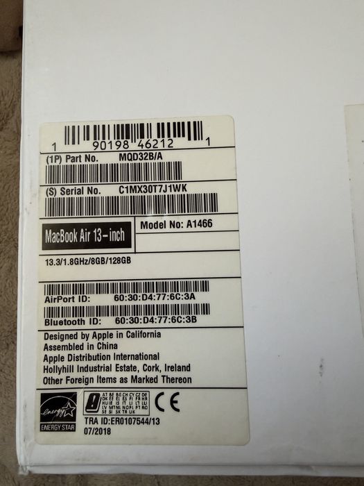 MacBook Air 13inch* Части