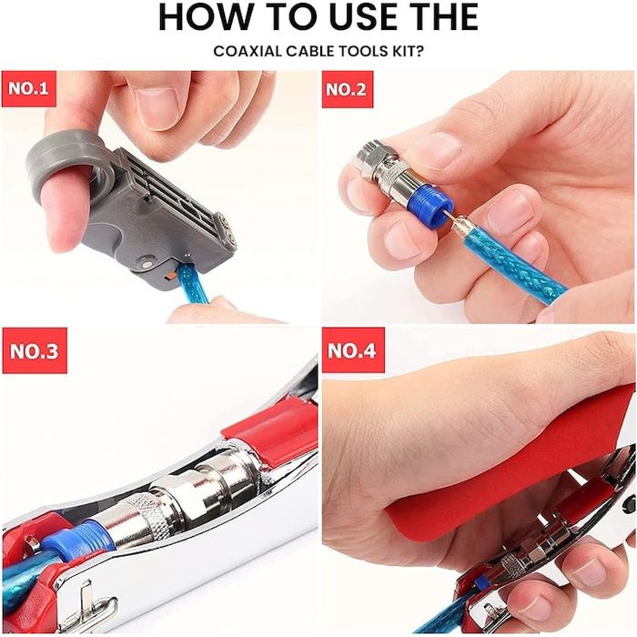 Комплект инструменти за коаксиален кабел,Latauar, Многоцветен