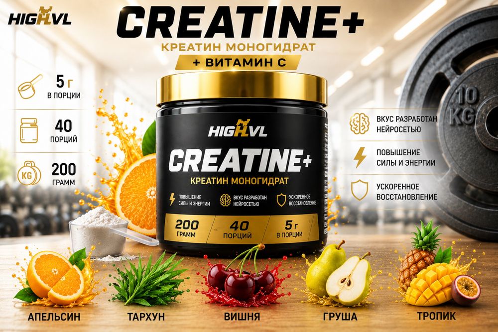Креатин моногидрат 200 г с разными вкусами | Creatine monohydrate