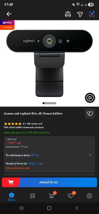 Camera Logitech brio 4k