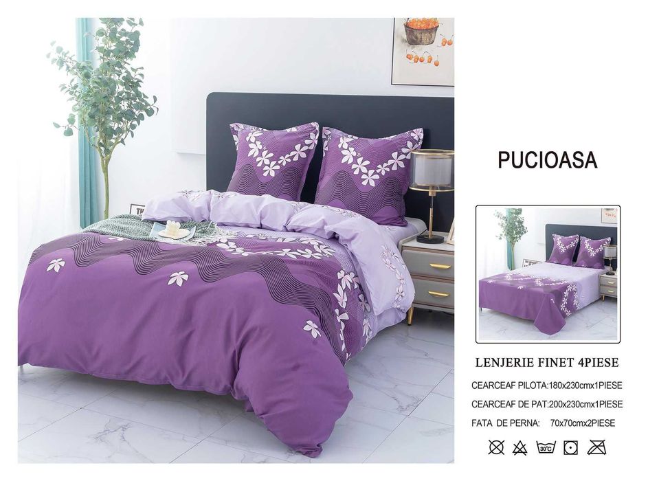Lenjerie de pat dublu 4 piese diverse modele - Lichidare de stoc